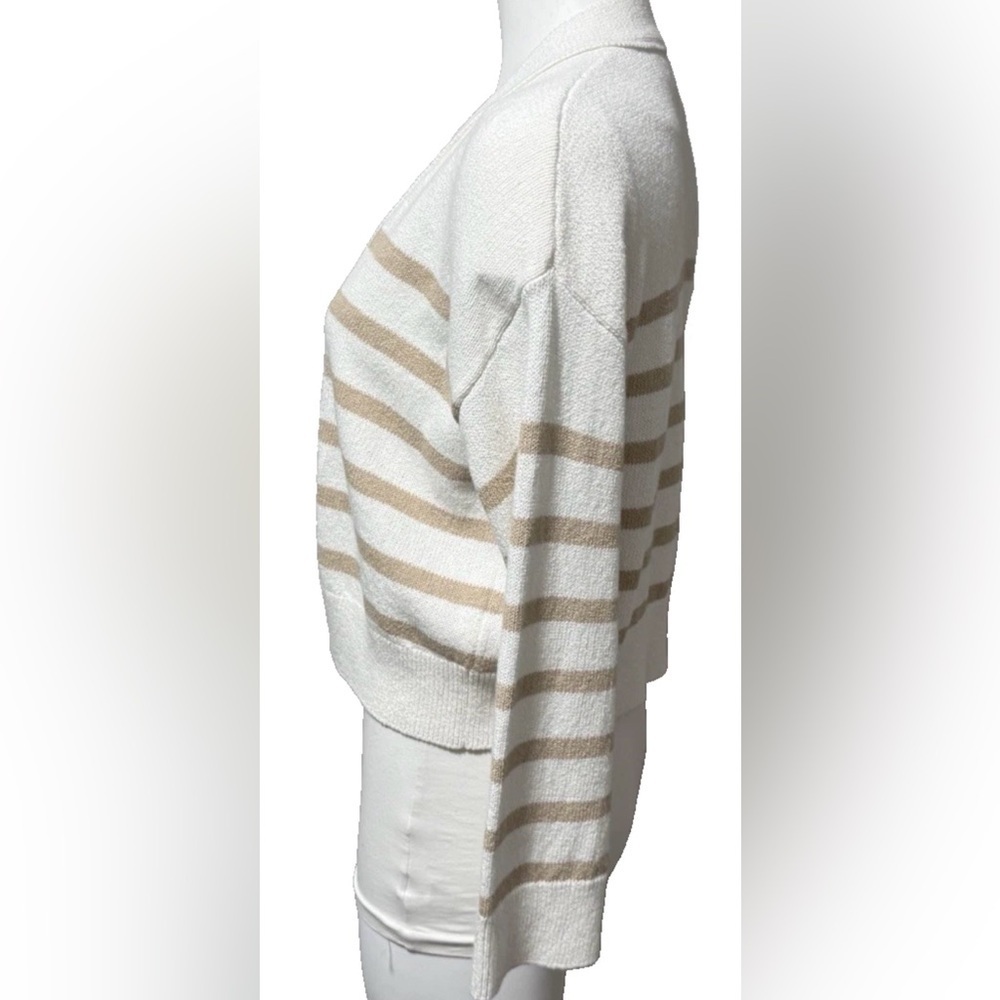 Rails Geneva Cardigan Sweater Sand Stripe Relaxed Size XS Cool Jade Cotton Blend - Picture 6 of 16